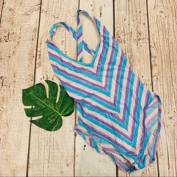 Vintage Other - Vintage Pastel Striped One Piece SwimSuit Swim